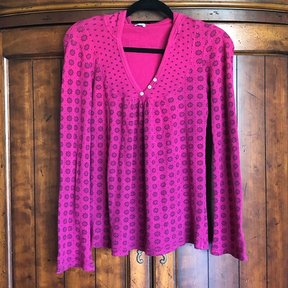 Splendid Pink Thermal Light Hooded Pullover - Picture 1 of 6